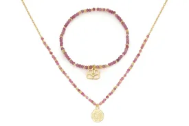 Dash Pink Tourmaline Necklace and Bracelet Set