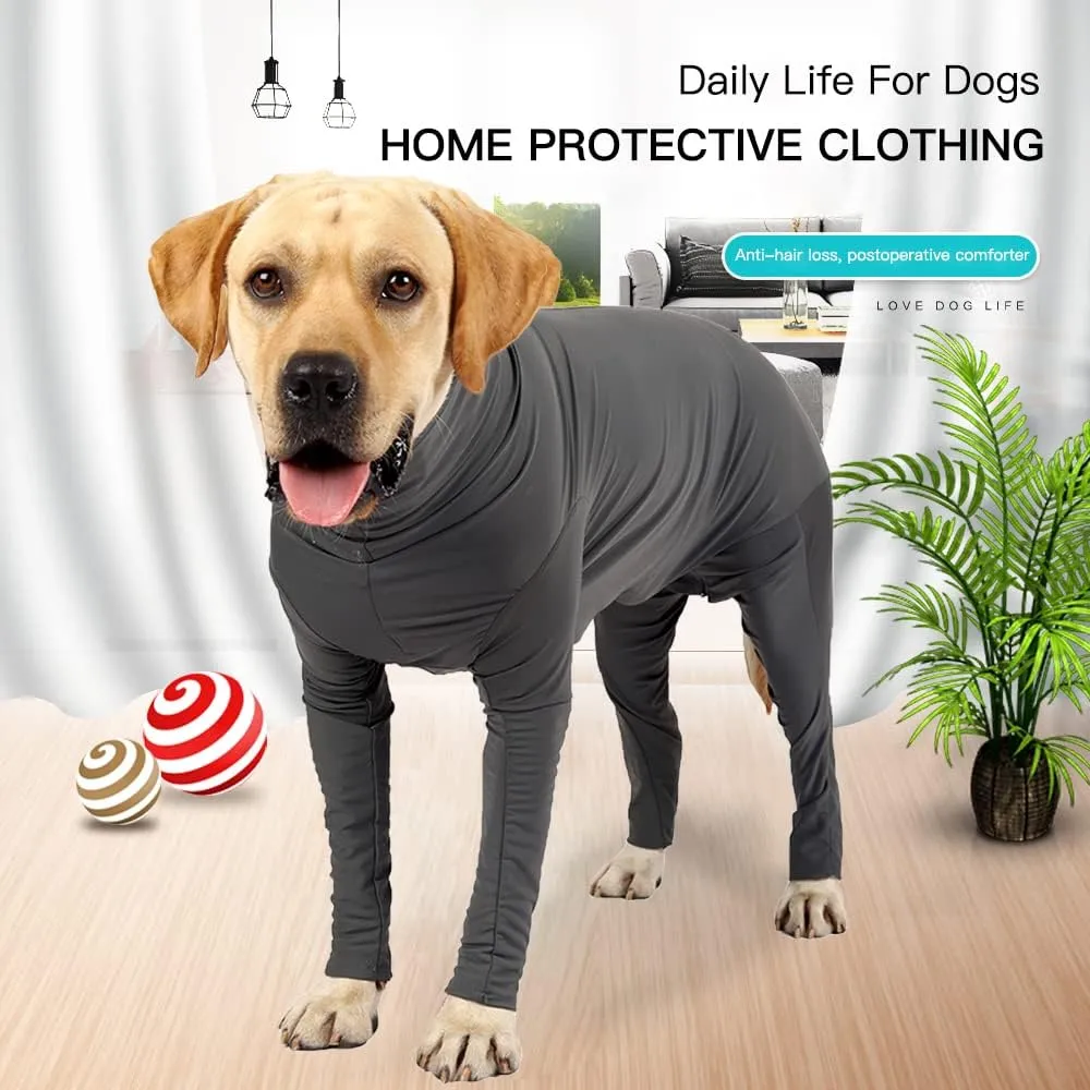 Dog Onesie Prevent Shedding Hair Surgery Recovery Suit Pets Bodysuit Sport Shirt Reduce Anxiety Jump, Dog Surgical Pajamas (S, Dark Grey)