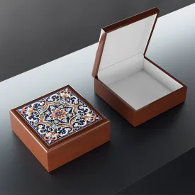Elegant Decorative Jewelry Box with Ornate Tile Design