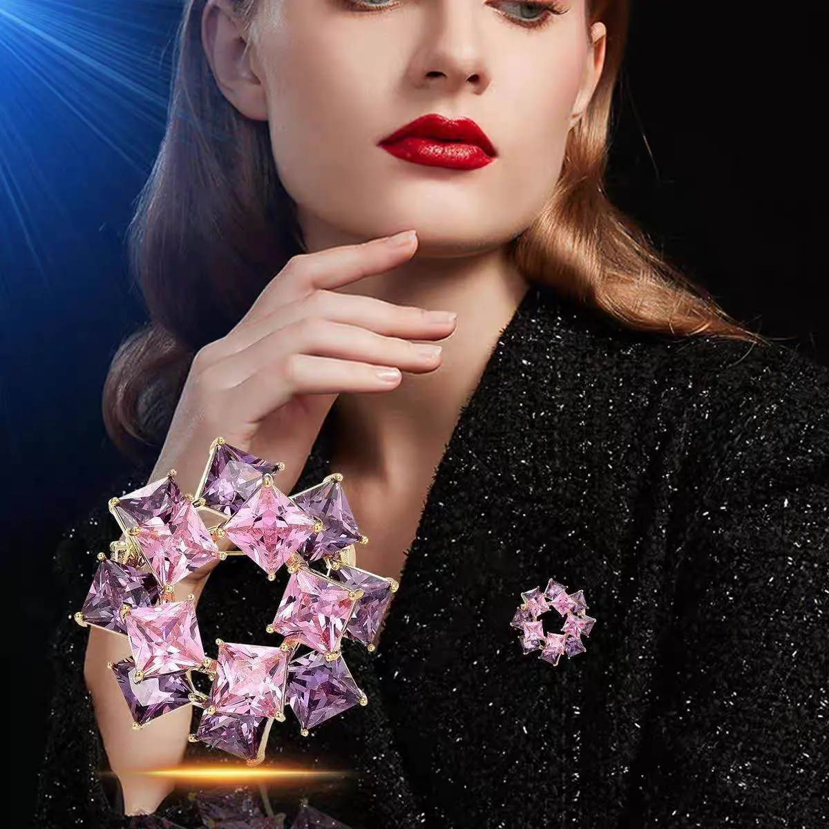 Elegant Floral Brooch Pins for Women, Sweater Shawl Silk Cardigan Lapel Pins, Cardigan Jewelry Suit Shirt Accessory with Crystal CZ Flowers Brooches Pins for Women