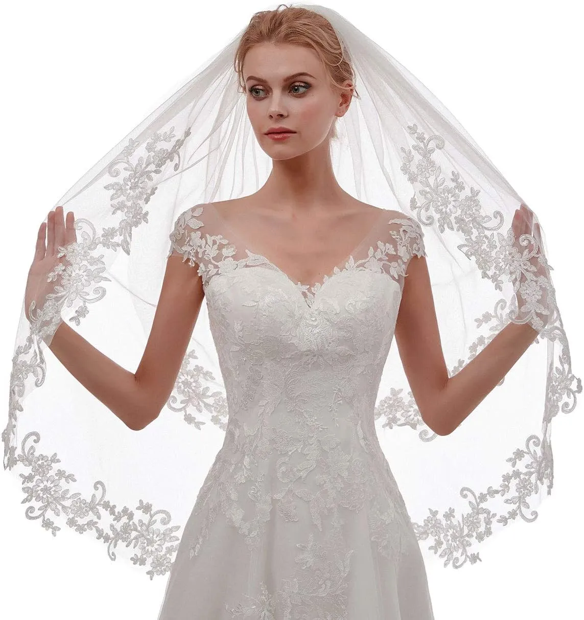EllieHouse Women's Short 2 Tier Wedding Bridal Veil With Comb L24