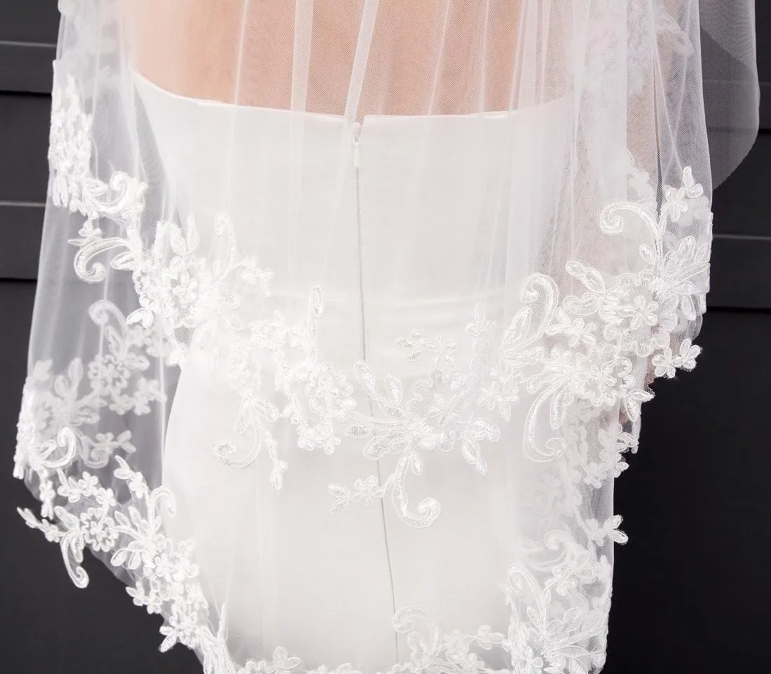 EllieHouse Women's Short 2 Tier Wedding Bridal Veil With Comb L24