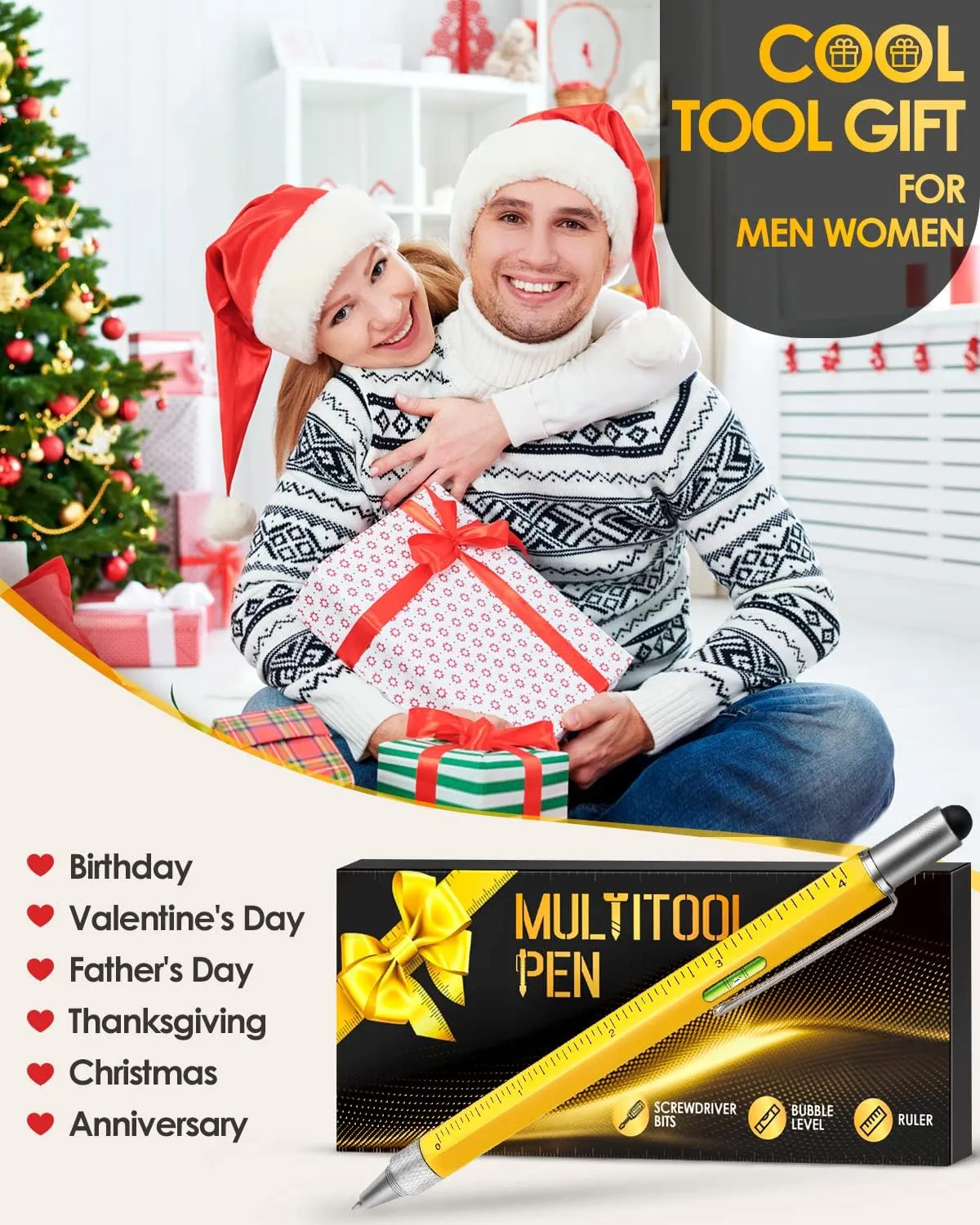 Father's Day Gifts for Dad Husband, Multitool Pen Cool Mens Gifts, Dad Gifts for Men Who Have Everything, Tools for Men Cool Gadgets, Husband Valentines Christmas Gifts Basket