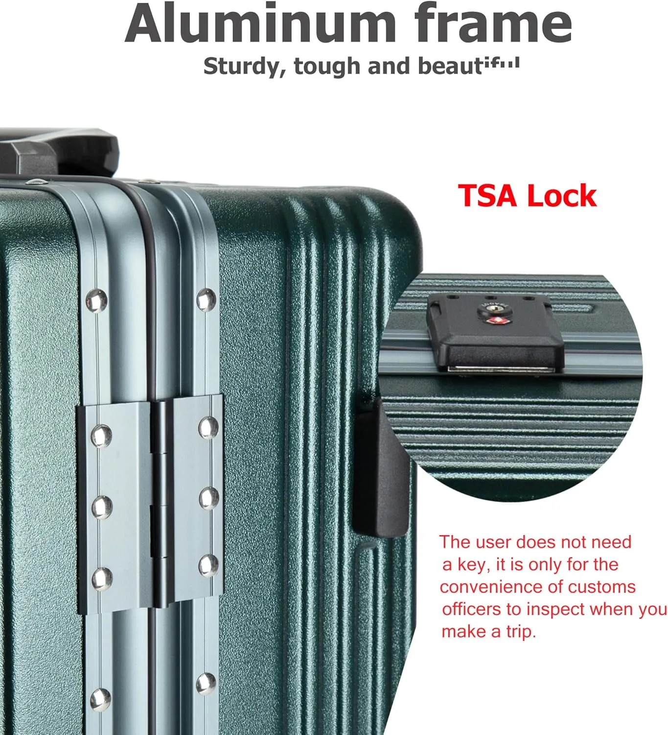 feilario 24in Aluminium Frame PC Hard Shell Spinner Wheels Luggage, Built-In TSA lock Carry on Suitcase, with Cup Holder, USB Port, Phone Holder