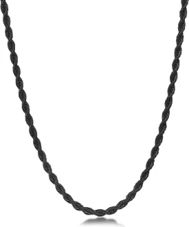 Fiusem Black Rope Chain for Men, Stainless Steel Necklace for Men and Women, Rope Chain18-28 Inches
