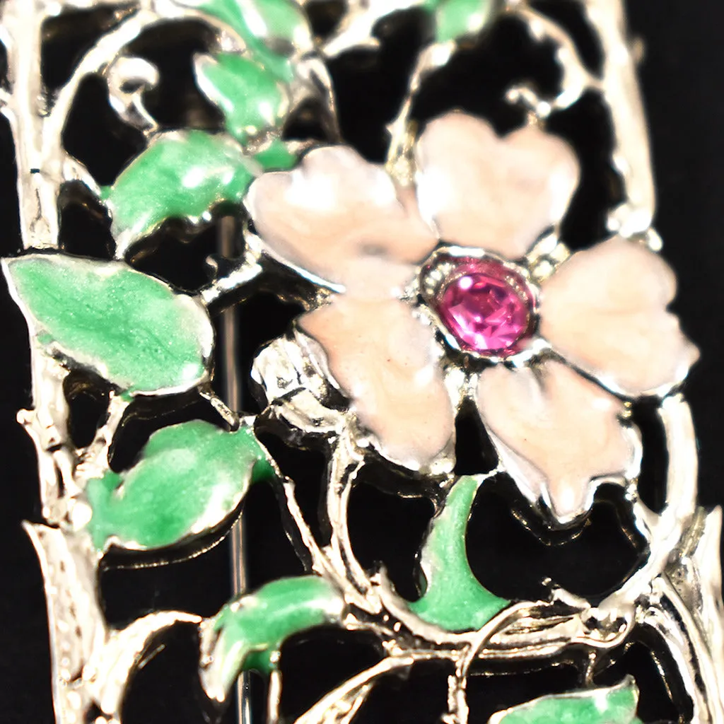 Floral Enamel Deco Brooch