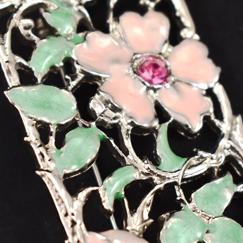 Floral Enamel Deco Brooch