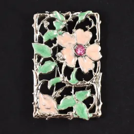 Floral Enamel Deco Brooch