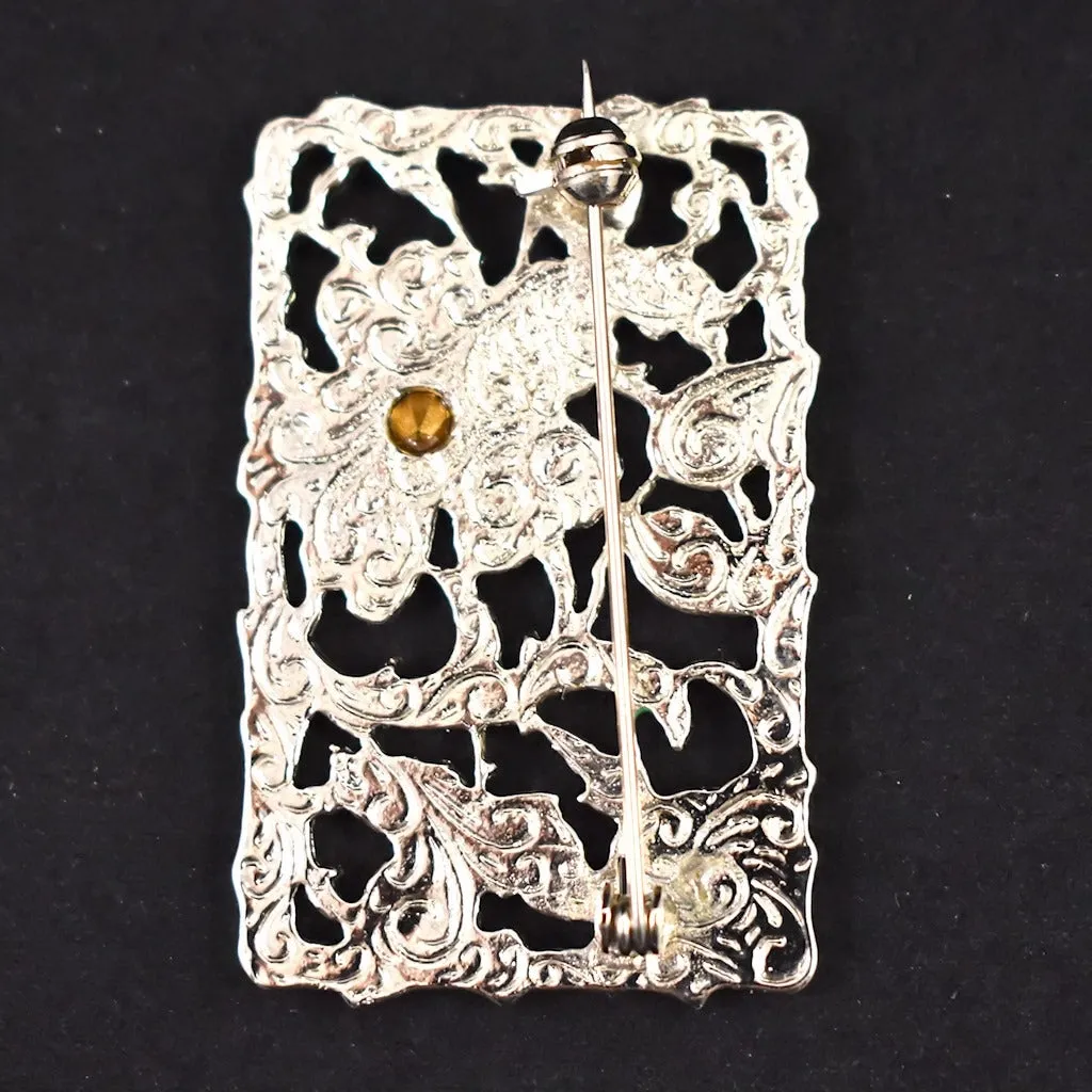 Floral Enamel Deco Brooch
