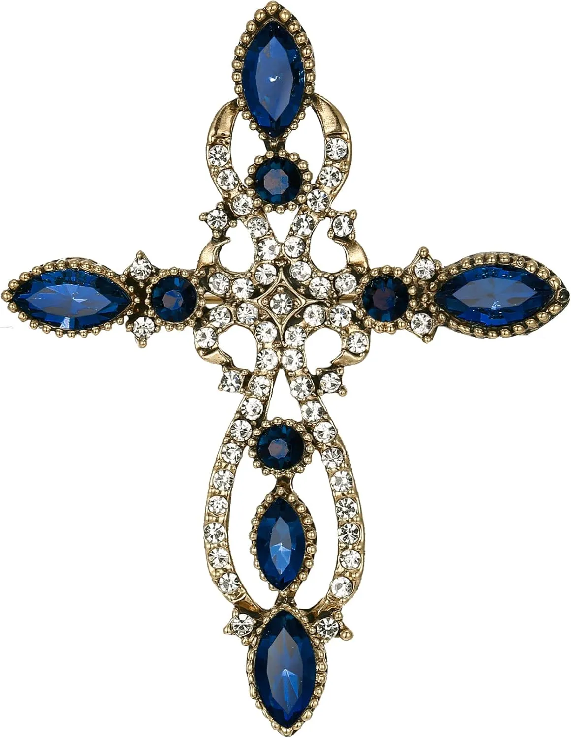 Flyonce Cross Brooch for Women, Rhinestone Crystal Vintage Style Celtic Knot Riligious Christian Lapel Pin