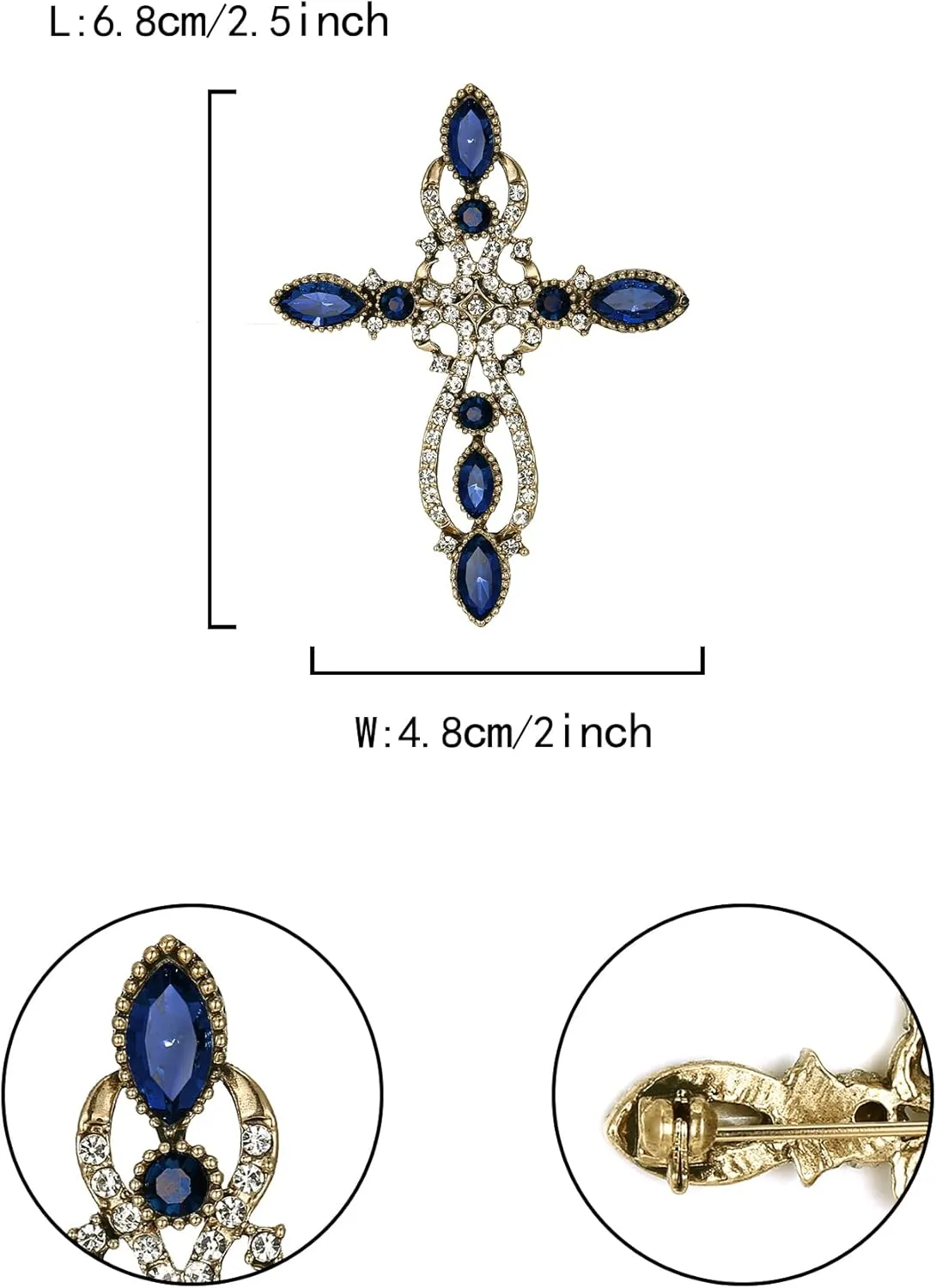 Flyonce Cross Brooch for Women, Rhinestone Crystal Vintage Style Celtic Knot Riligious Christian Lapel Pin
