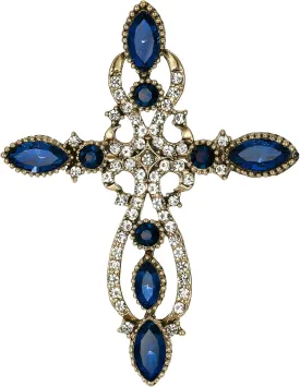 Flyonce Cross Brooch for Women, Rhinestone Crystal Vintage Style Celtic Knot Riligious Christian Lapel Pin