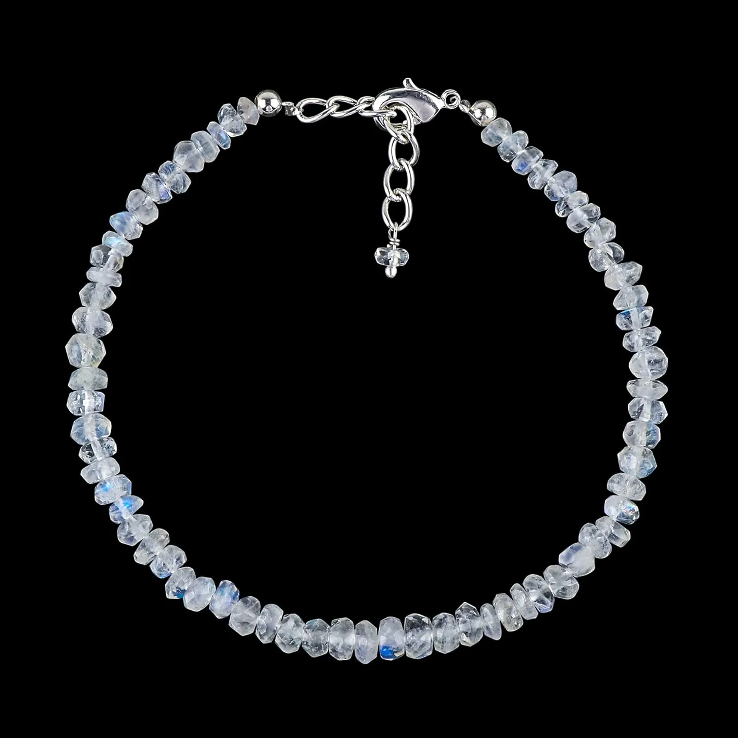 Gempires Natural Rainbow Moonstone Beaded Bracelet June Birthstone Crystal Jewelry Hypoallergenic 8 Inch Gold Plated New Beginning Bracelets For Women