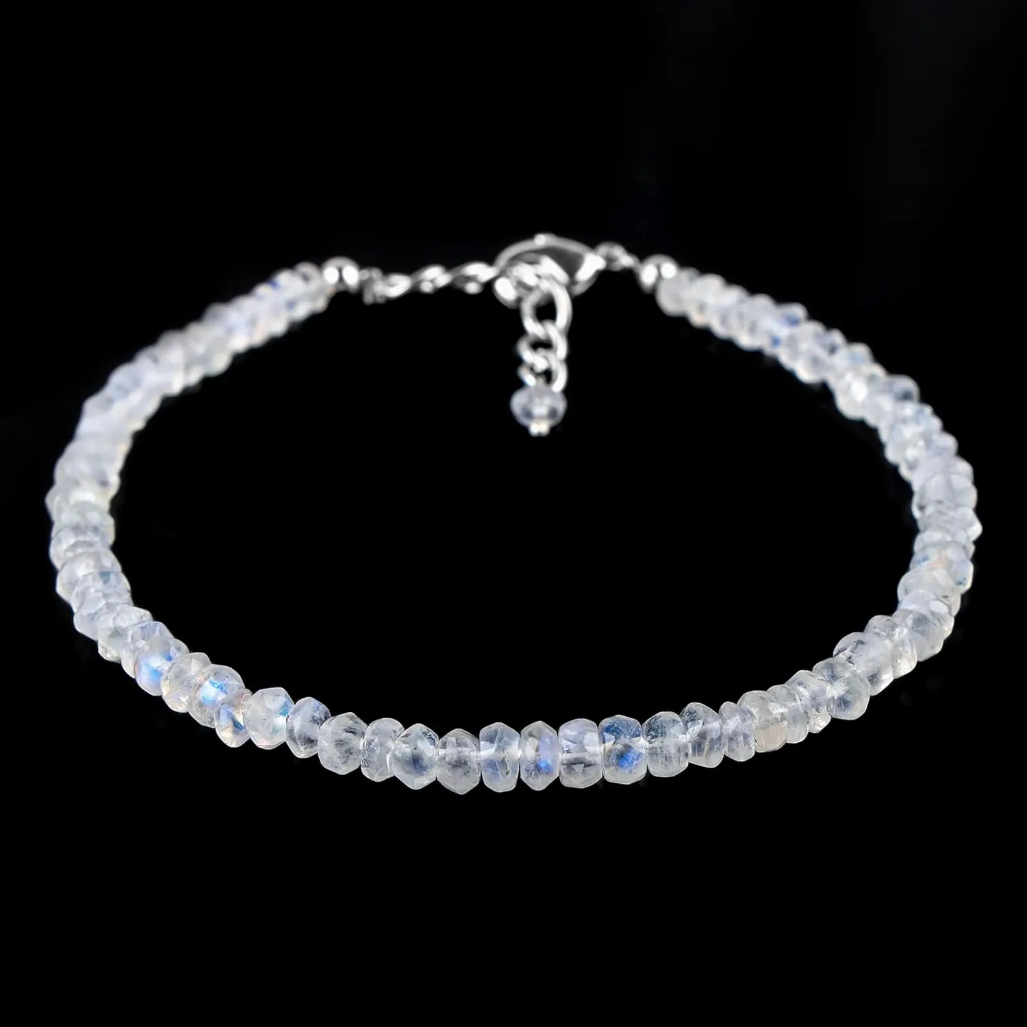 Gempires Natural Rainbow Moonstone Beaded Bracelet June Birthstone Crystal Jewelry Hypoallergenic 8 Inch Gold Plated New Beginning Bracelets For Women