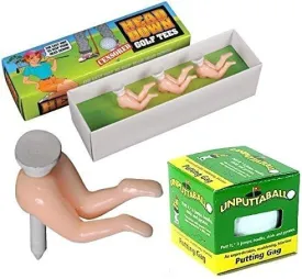 Head Down Golf Tee And Unputtaball Golfer Prank Set