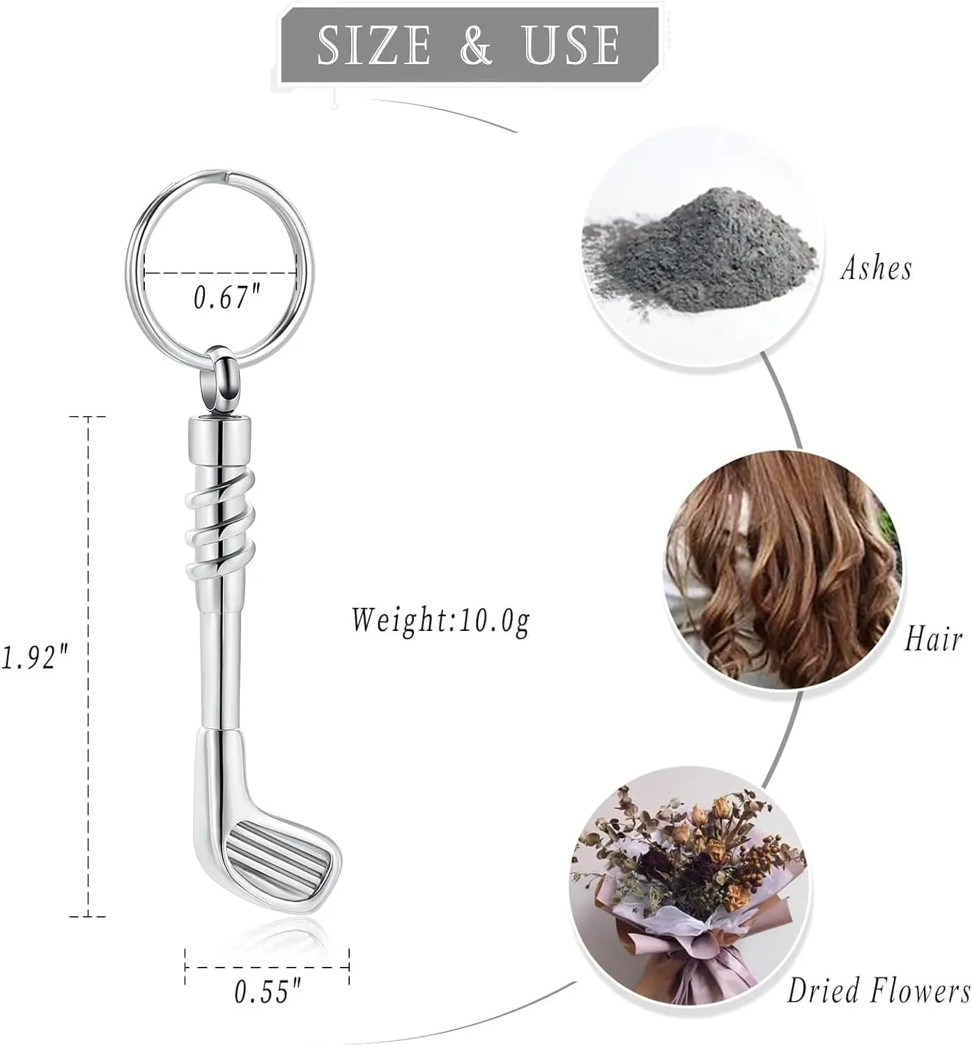 Hearbeingt Golf Clubs Cremation Jewelry for Ashes Urn Necklace Keepsake Urn Pendant Ashes Holder Stainless Steel Memorial Urn Necklace for Women Men