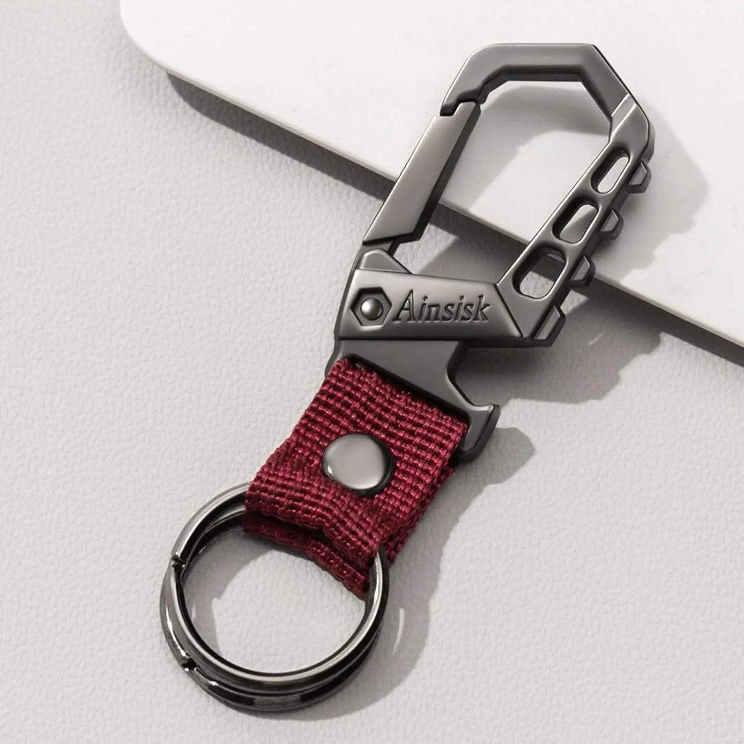 Heavy duty key chain,bottle opener function car keychains,versatile metal snap hook carabiner clip and 2 key rings