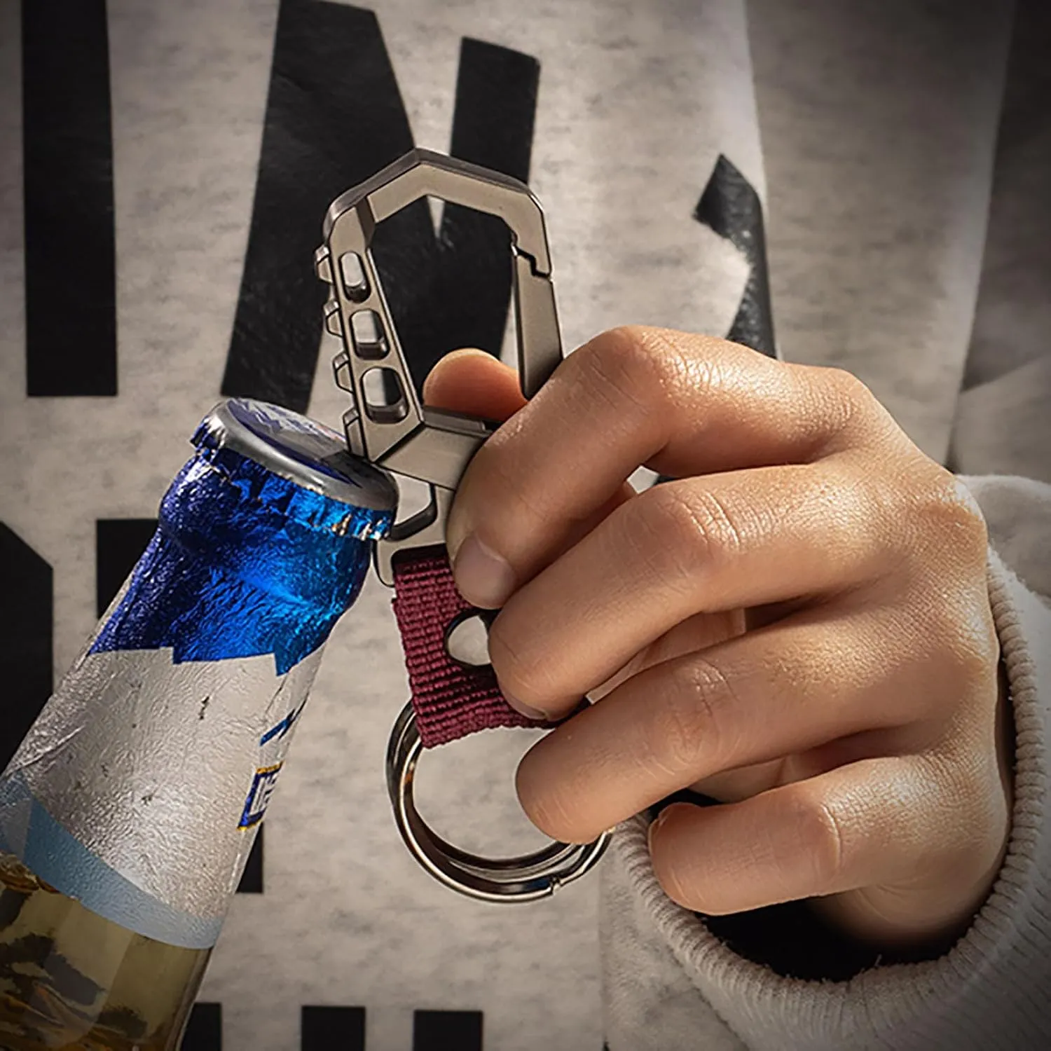Heavy duty key chain,bottle opener function car keychains,versatile metal snap hook carabiner clip and 2 key rings