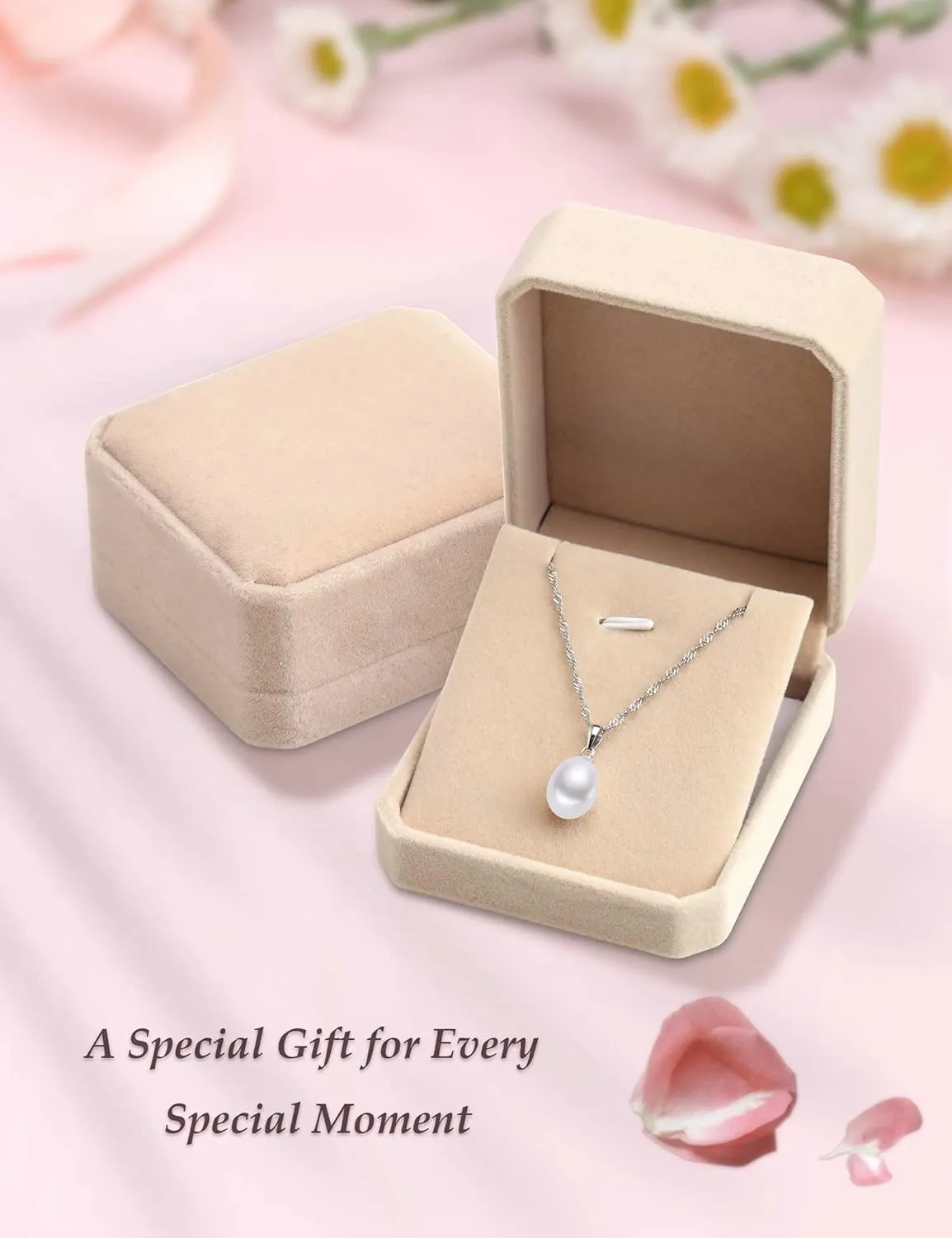 HXZZ Fine Jewelry Women Gifts 925 Sterling Silver Freshwater Cultured Teardrop White Pearl Pendant Necklace