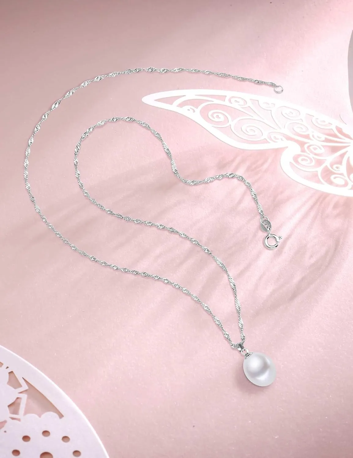 HXZZ Fine Jewelry Women Gifts 925 Sterling Silver Freshwater Cultured Teardrop White Pearl Pendant Necklace