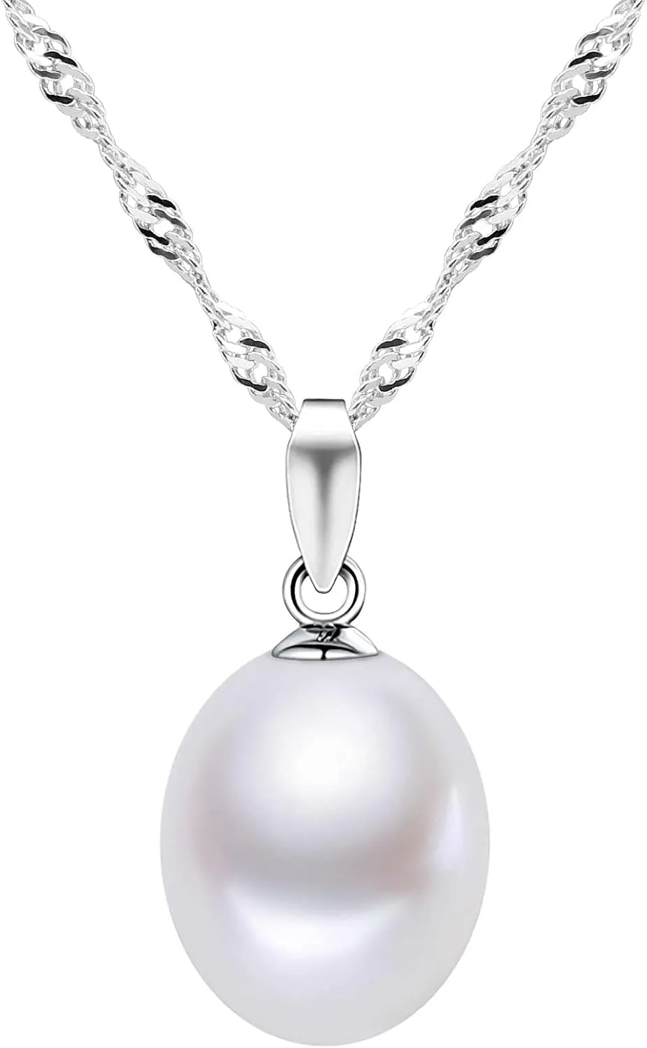 HXZZ Fine Jewelry Women Gifts 925 Sterling Silver Freshwater Cultured Teardrop White Pearl Pendant Necklace