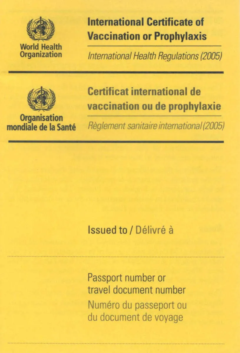 International Certificate of Vaccination with Vinyl Document Holder - World Health Organization Bilingual Version [cards] World Health Organization [Jan 01, 2007] Bilingual Edition