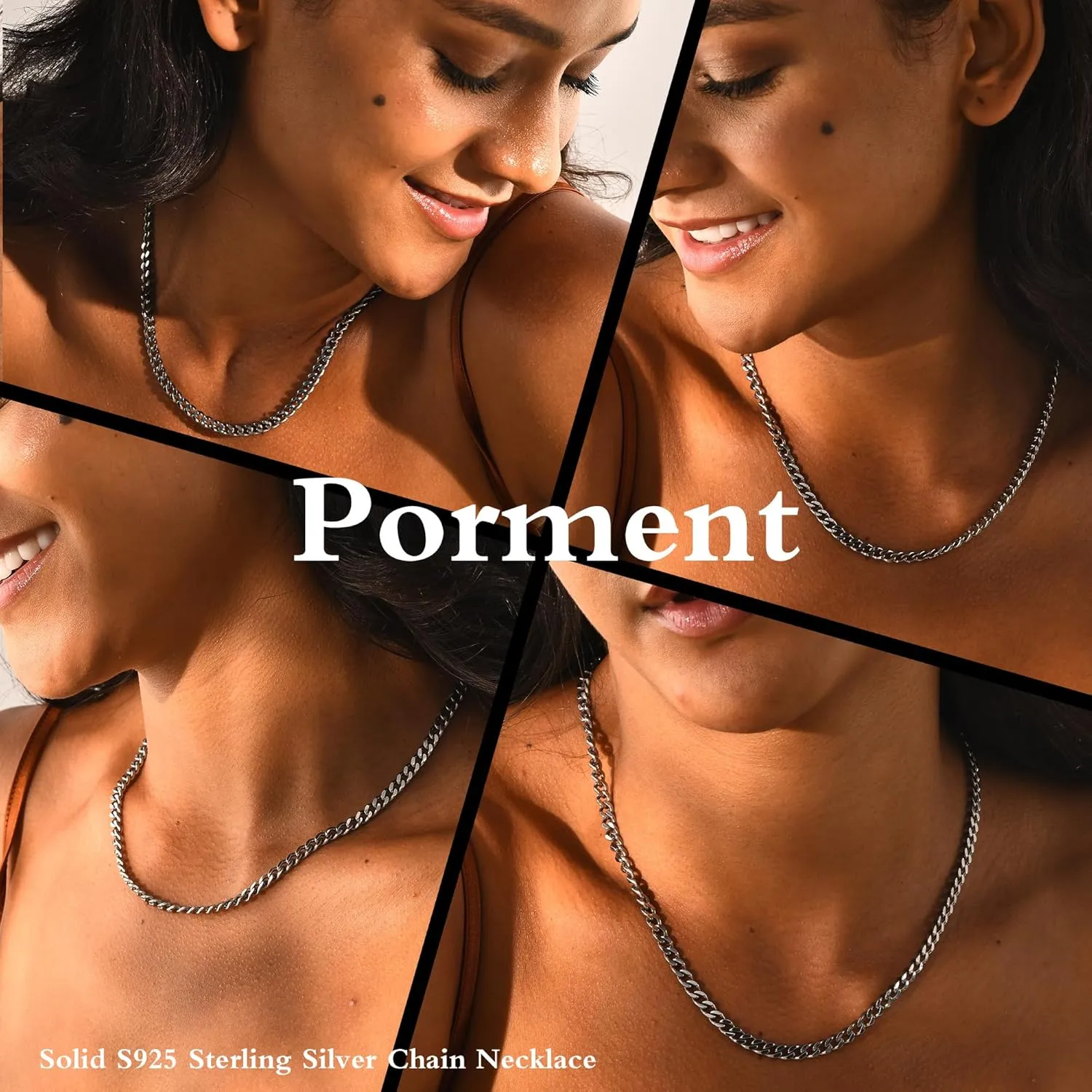 Italian Solid 925 Sterling Silver Chain Necklace for Women, 4.0mm Cuban Link Chain Necklace 14K White Gold Vermeil Sterling Silver Necklace for Women Men 16" 18" 20" 22" 24" Made in Italy