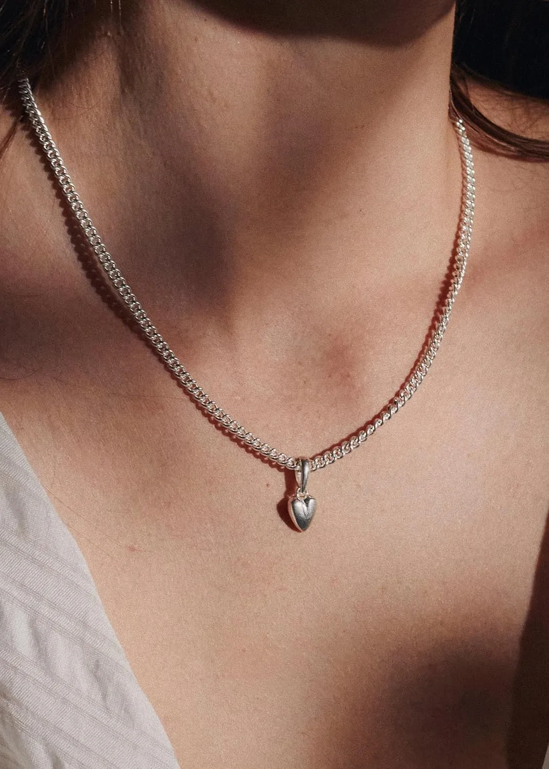 Italian Solid 925 Sterling Silver Chain Necklace for Women, 4.0mm Cuban Link Chain Necklace 14K White Gold Vermeil Sterling Silver Necklace for Women Men 16" 18" 20" 22" 24" Made in Italy
