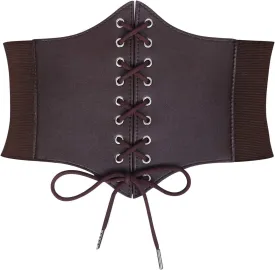 JASGOOD Womens Elastic Costume Waist Belt Lace-up Tied Waspie Corset Belts for Women