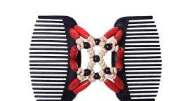 k kudos Magic Double Row Wooden African Butterfly Stretchy Hair Clip for Women, Brown