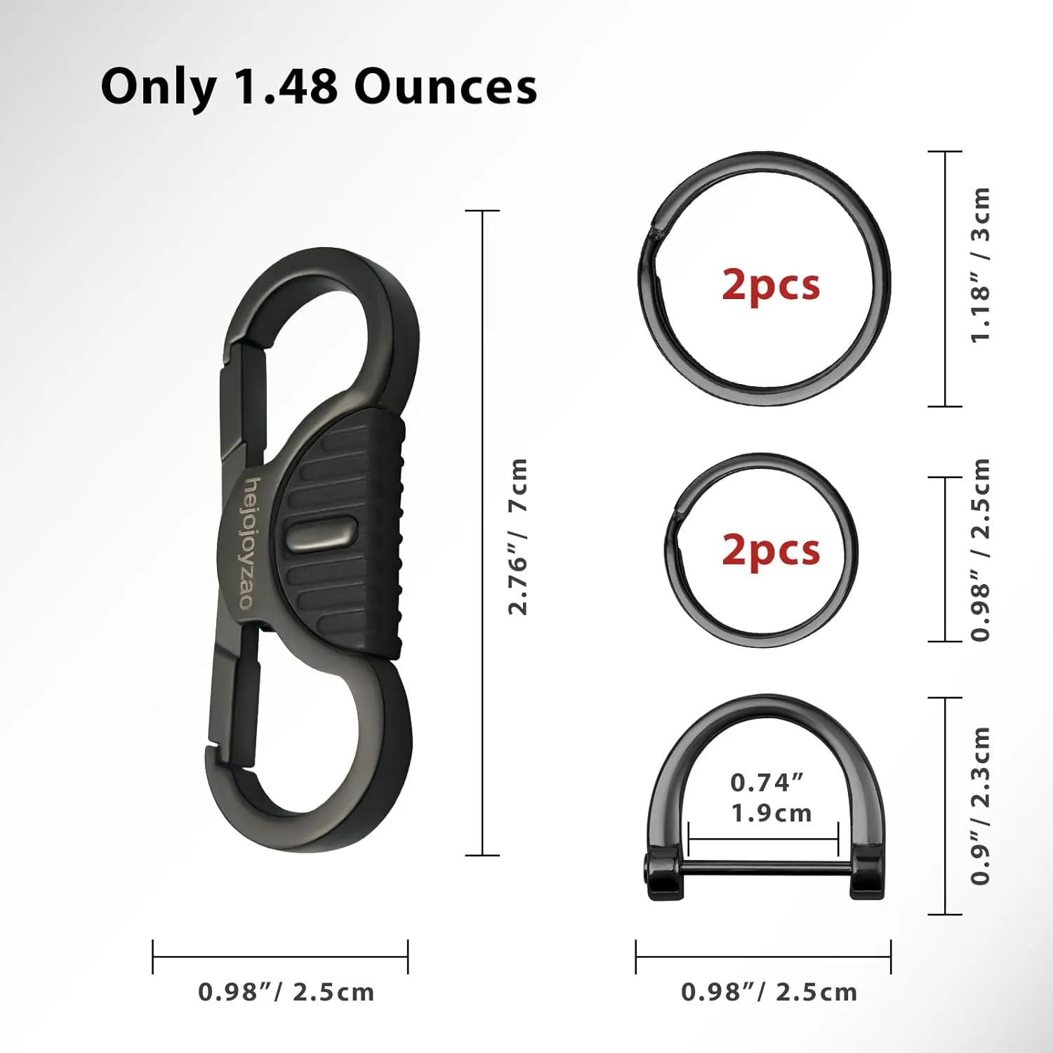 Keychain Quick Release Spring Car Key Holder with 4 Key Rings and Anti Lost D Ring,Key Clip for Men and Women
