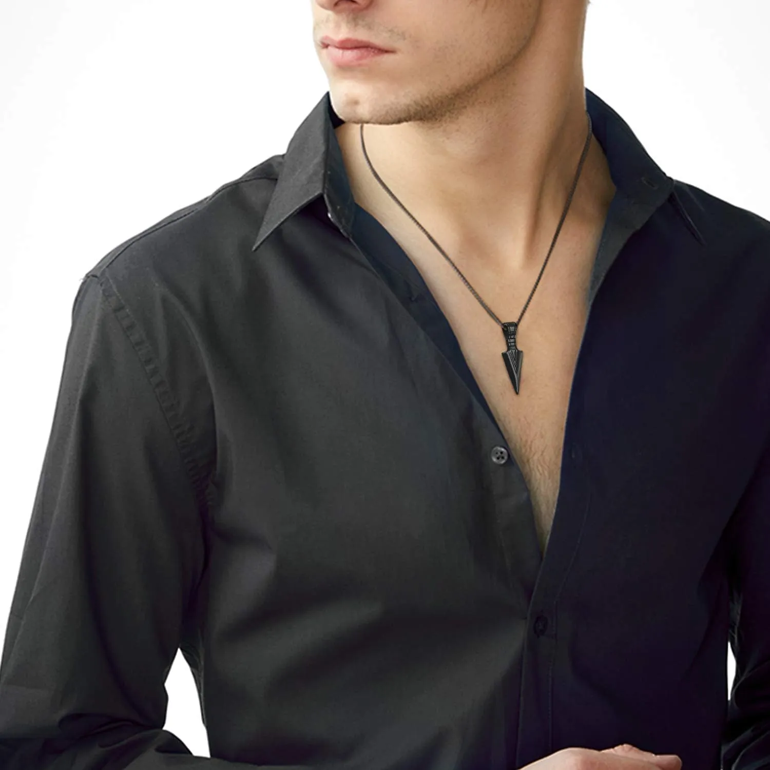 KITEENAL Stainless Steel Hypoallergenic Necklace Black Gold Silver Pendant Necklace for Men Husband Brother