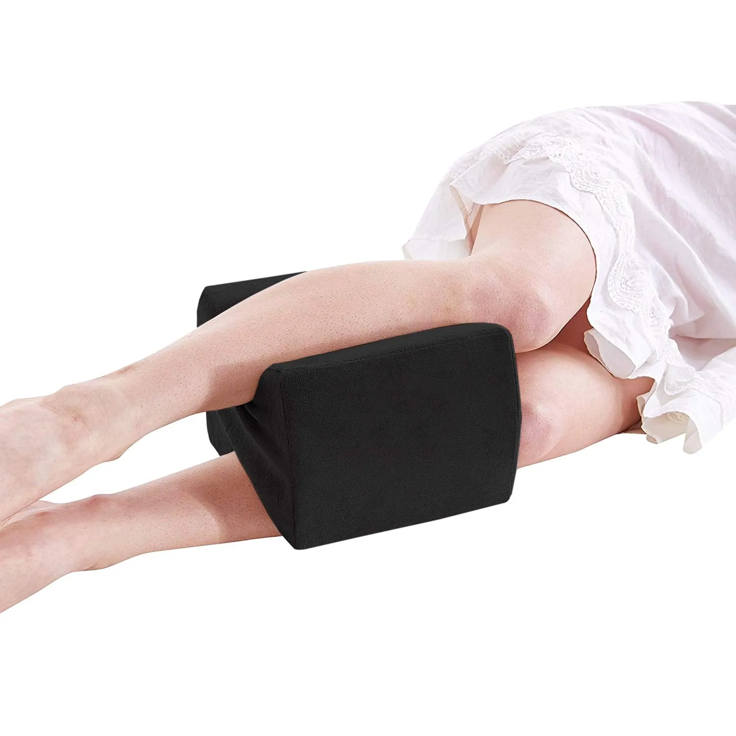 Kuber Industries Memory Foam Orthopaedic Knee Support Leg Rest Pillow for Side Sleepers, for Relief from Sciatica, Back Pain, Leg Pain, Pregnancy, Post Surgery, Hip & Joint Pain (Black) - CTKTC45943