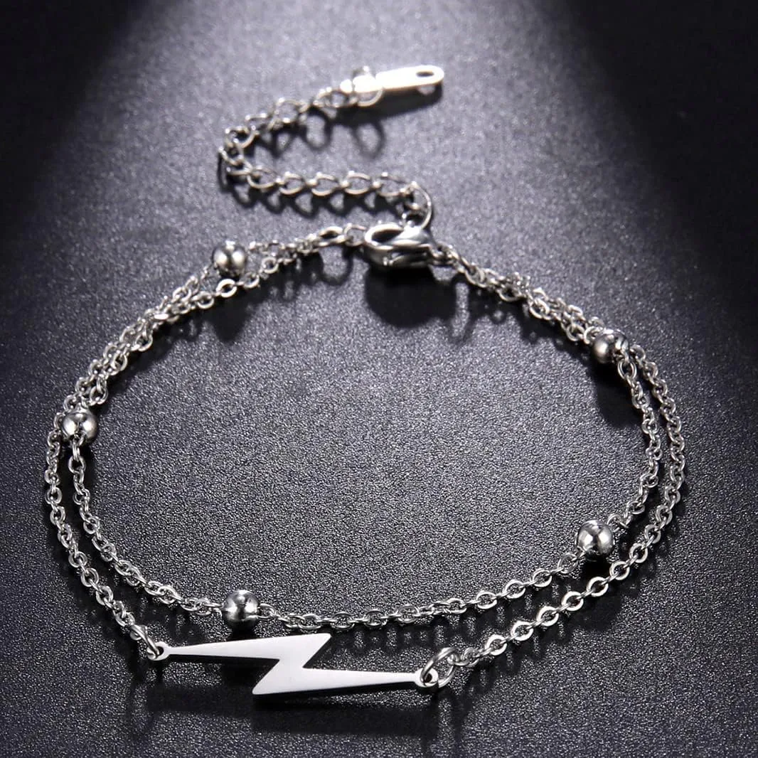 Lightning Bolt Necklace for Women Men Stainless Steel Simple Street Punk Lightning Bolt Pendant Necklace Jewelry Inspirational Gift for Unisex