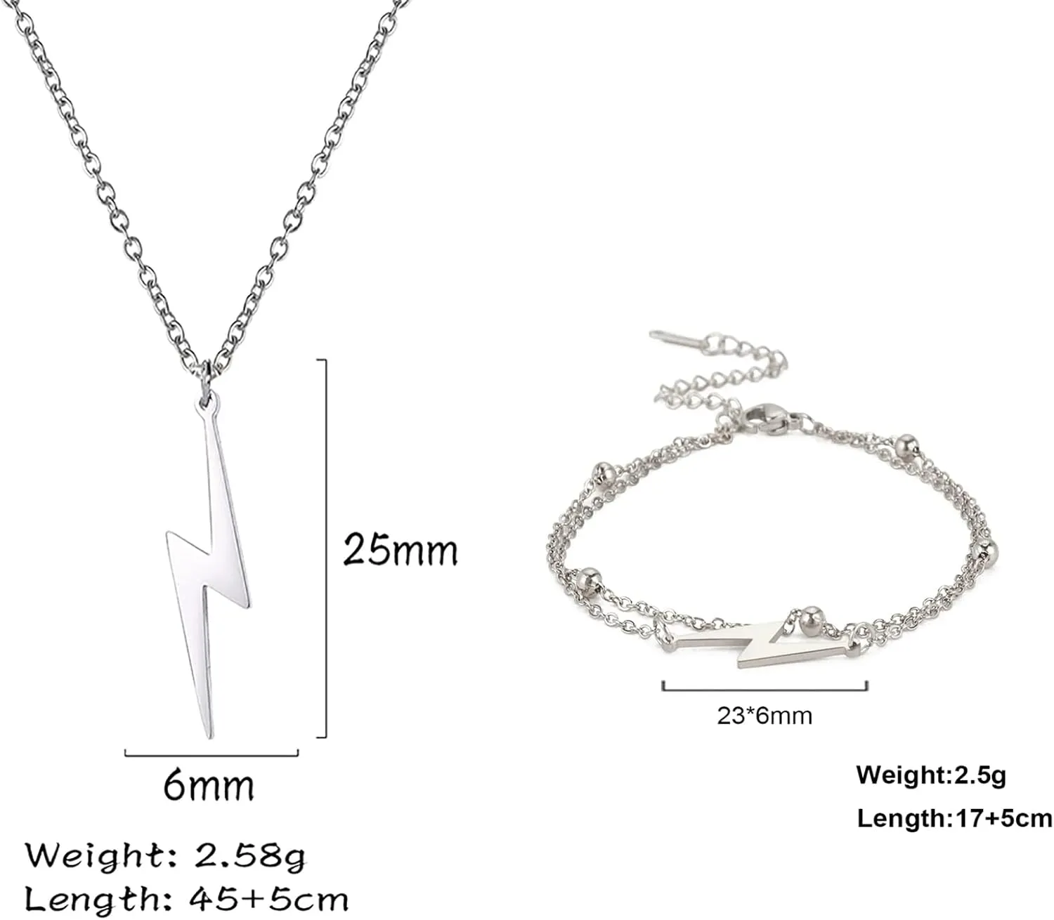 Lightning Bolt Necklace for Women Men Stainless Steel Simple Street Punk Lightning Bolt Pendant Necklace Jewelry Inspirational Gift for Unisex