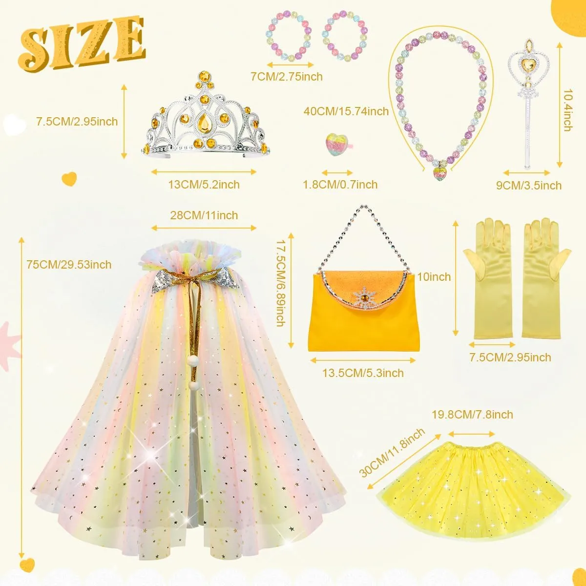 Meland Princess Dress up Clothes for Little Girl, 11Pcs Princess Cape with Crown, Princess Dresses for Girl 3-8 Birthday Gift