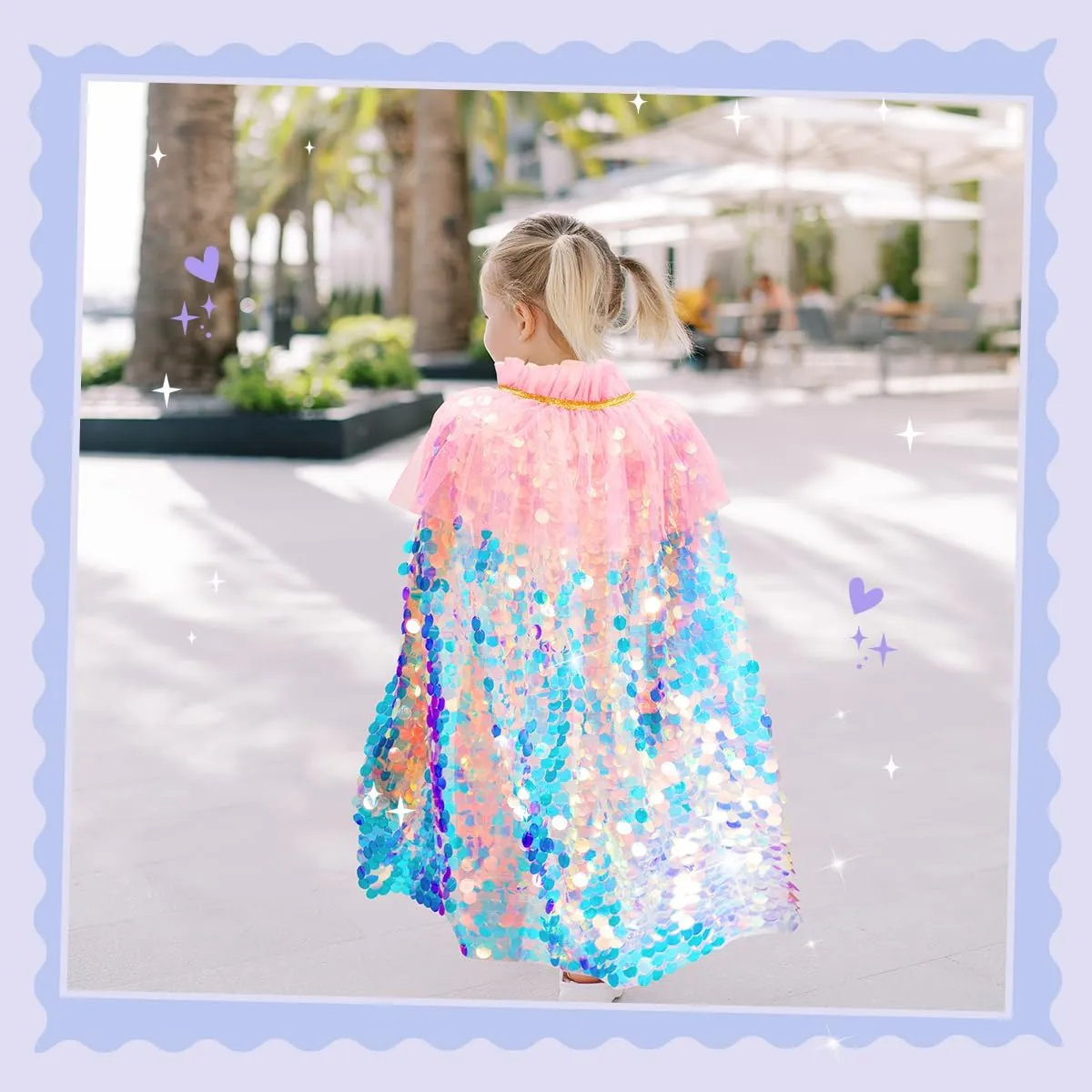 Meland Princess Dress Up for Girls 3-8, 11Pcs Mermaid Cape with Crown, Dress Up Clothes Birthday Gift Toys for Girls Toddlers