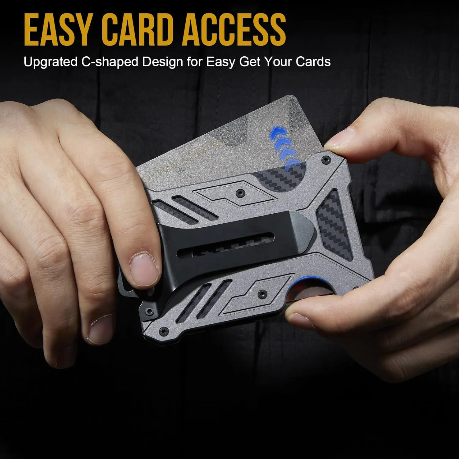 Minimalist Slim Wallet with Moeny Clip, Front Pocket RFID Blocking Wallet Cash Holder, Versatile Credit Card Orgainzer, ID Card Badge Holder for Men