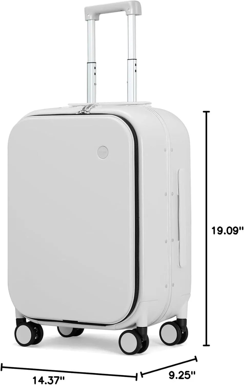 Mixi Carry On Luggage, 20'' Suitcase with Front Laptop Pocket, Travel Rolling Luggage Aluminum Frame PC Hardside with Spinner Wheels & TSA Lock and Cover - Smoke White