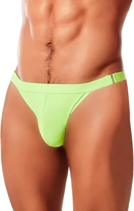 MIZOK Men's Sexy Solid Swim Bikini Swimsuit Quick Dry Metal Buckle Ring Swimwear