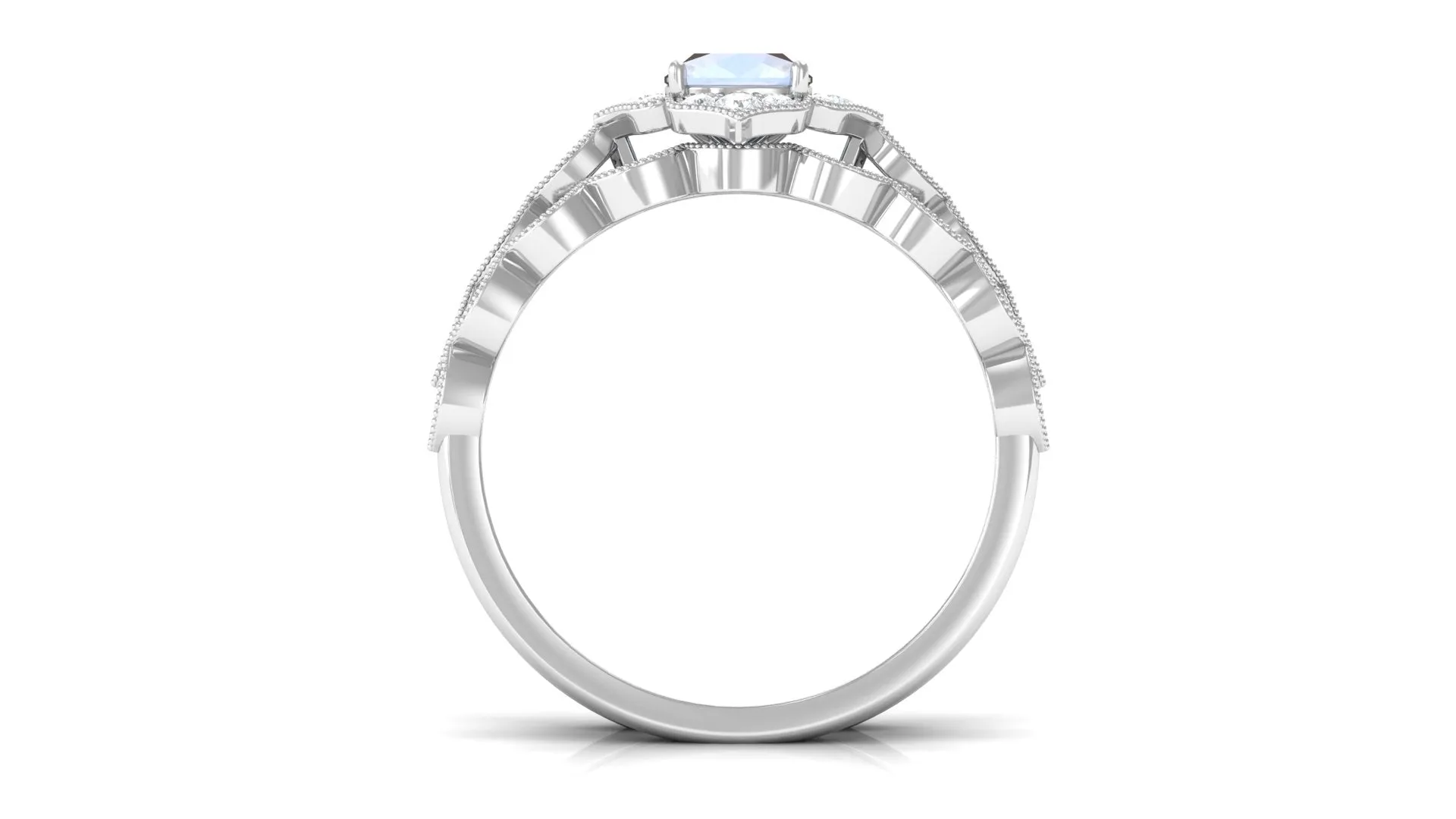 Moonstone Flower Ring Set with Diamond