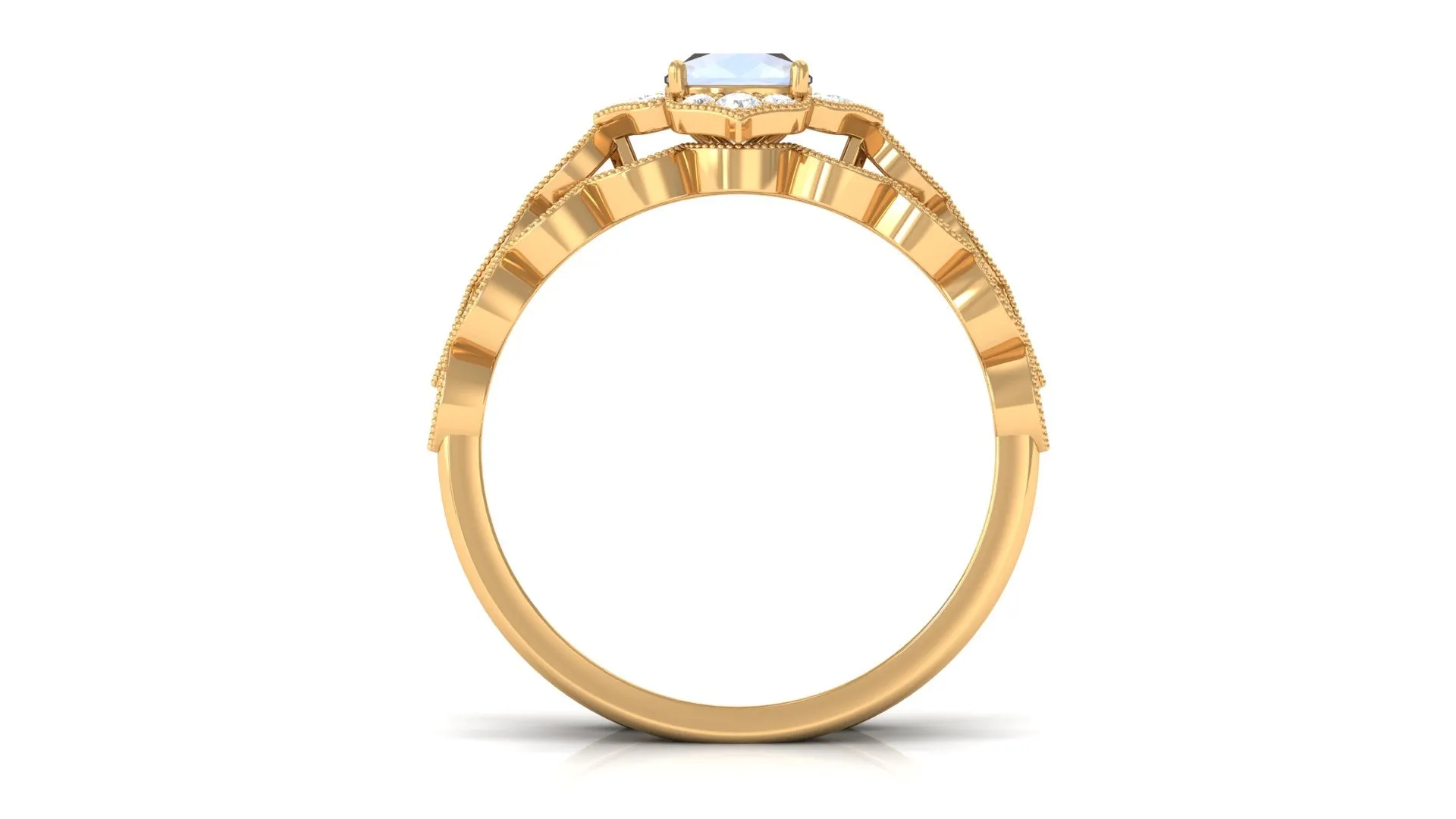 Moonstone Flower Ring Set with Diamond