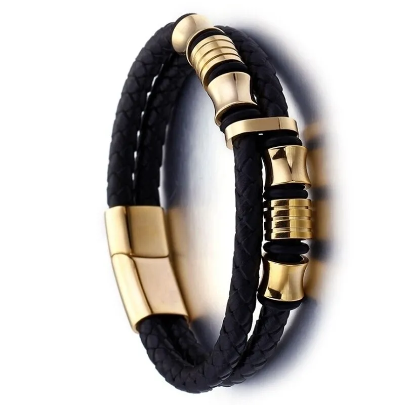 Multilayer Woven Leather Wrap Bracelet Men Cross Bracelet