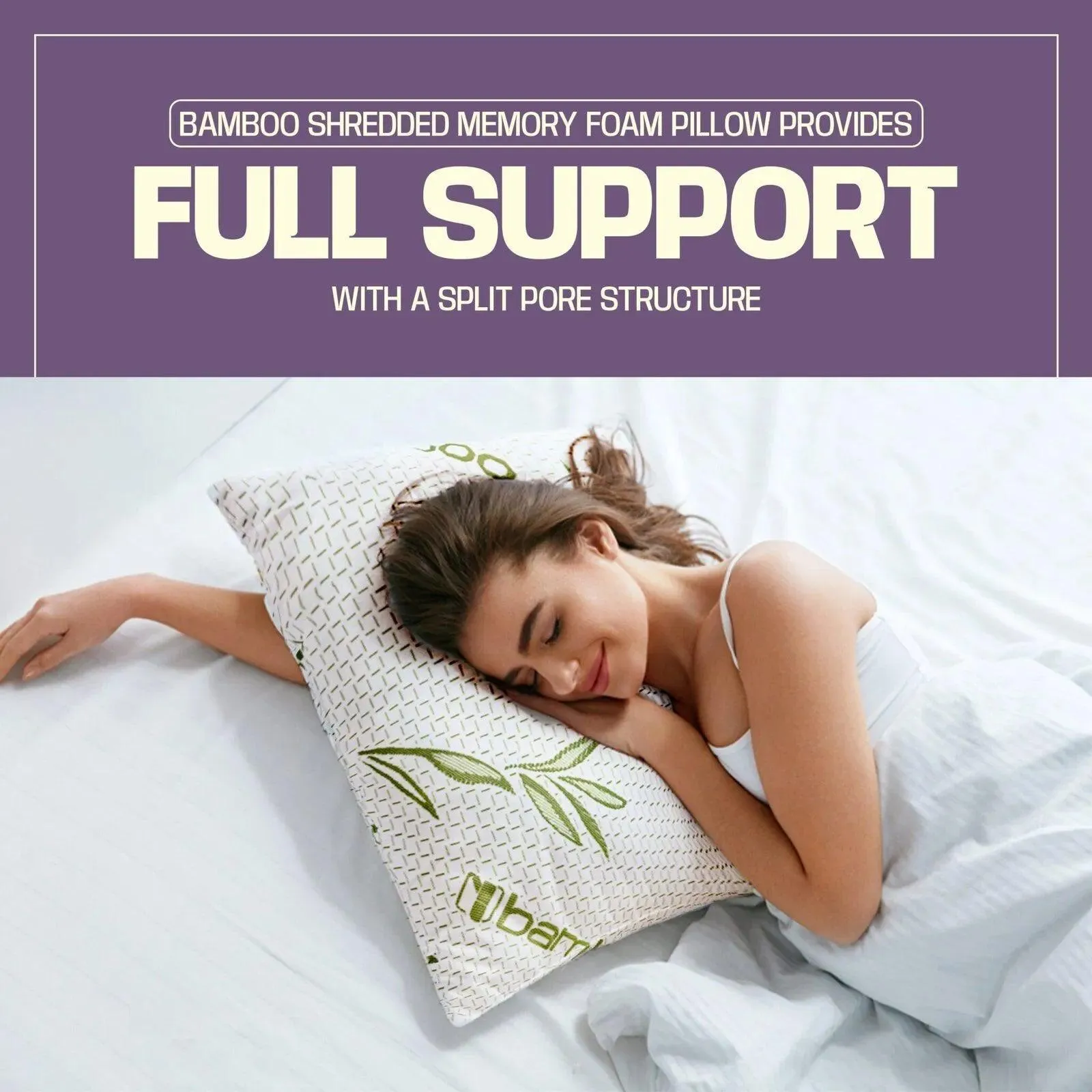Pack of 2 Bamboo Shredded Memory Foam Pillow Neck and Shoulder Support Extra Bounce Back Bed Pillow