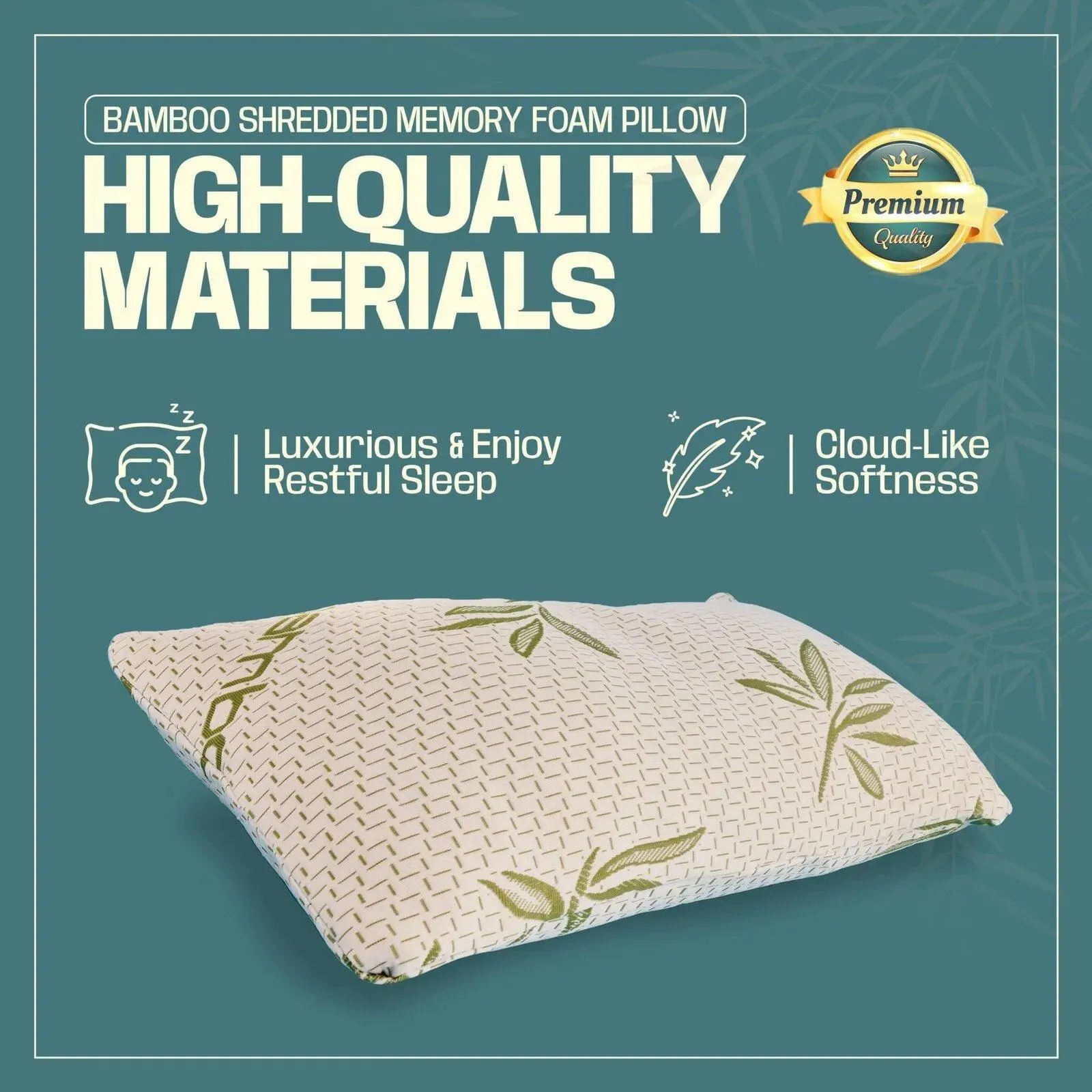 Pack of 2 Bamboo Shredded Memory Foam Pillow Neck and Shoulder Support Extra Bounce Back Bed Pillow