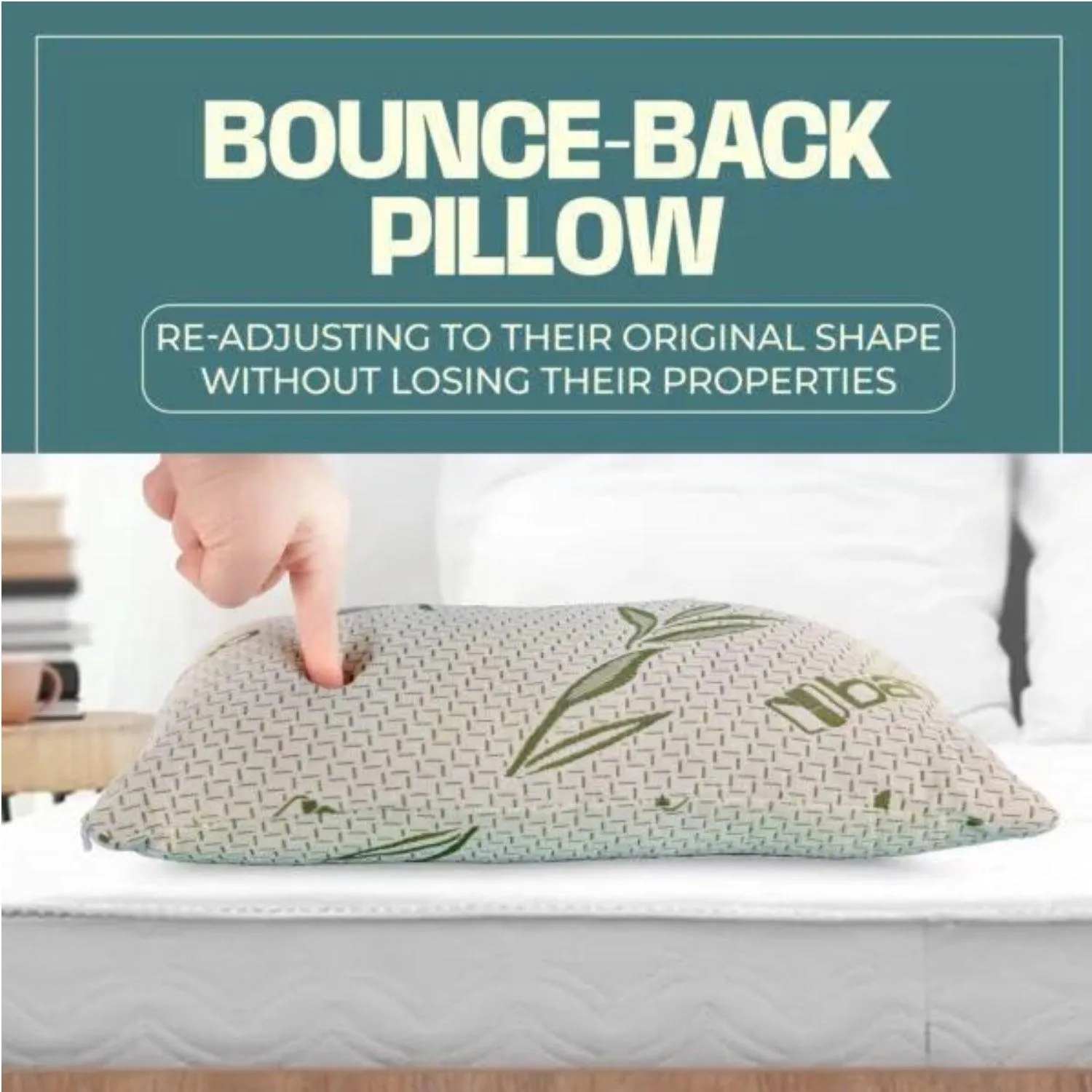 Pack of 2 Bamboo Shredded Memory Foam Pillow Neck and Shoulder Support Extra Bounce Back Bed Pillow