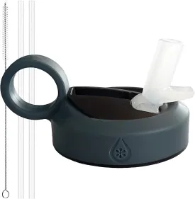 Paravalve High Performance Straw Lid for wide mouth water bottles, Leak-Proof, Smart-Vent, Insulated, Soft Touch Ring Handle, BPA Free