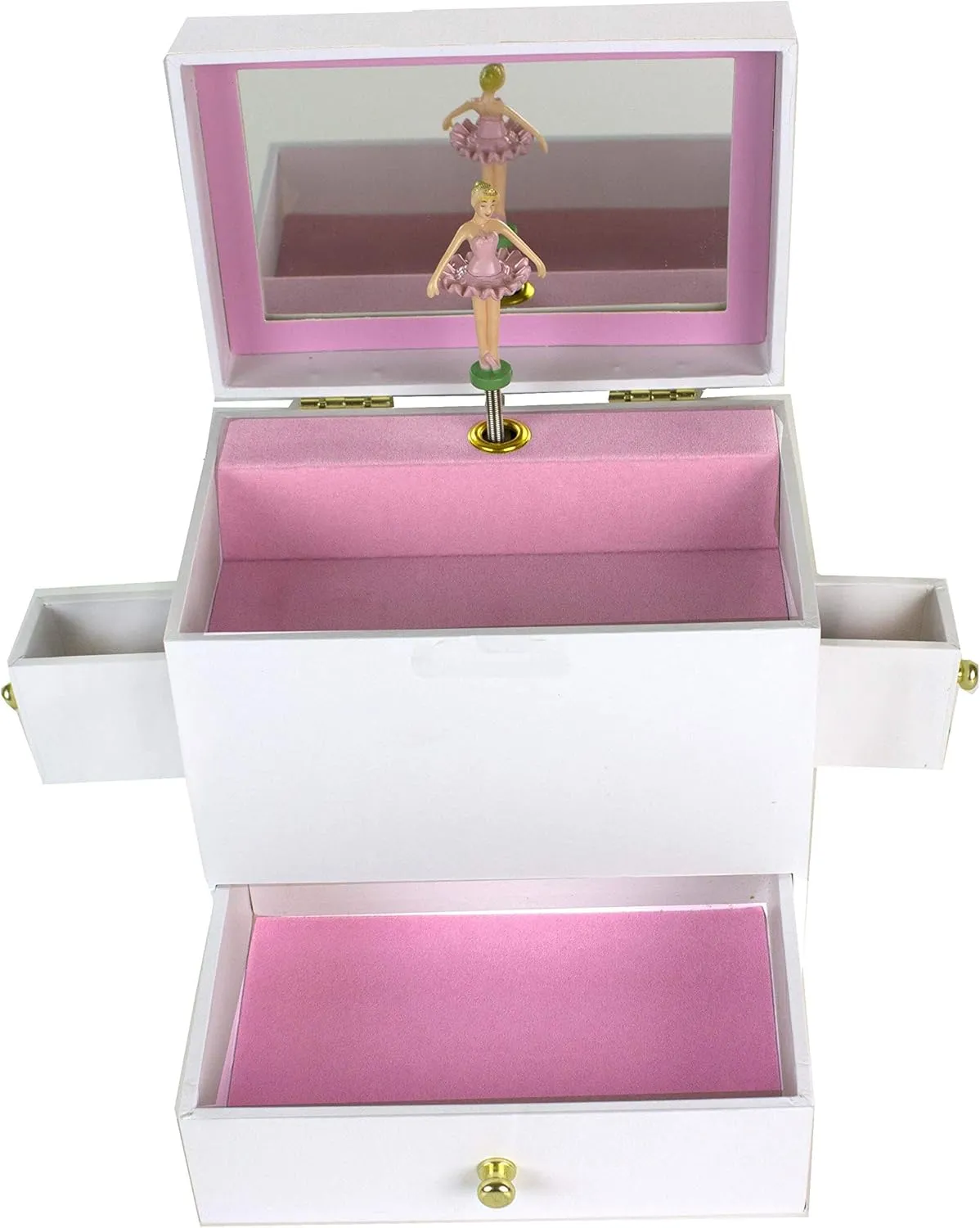 Personalized Lavender Flower Girl Musical Ballerina Jewelry Box plays "Swan Lake" with drawers