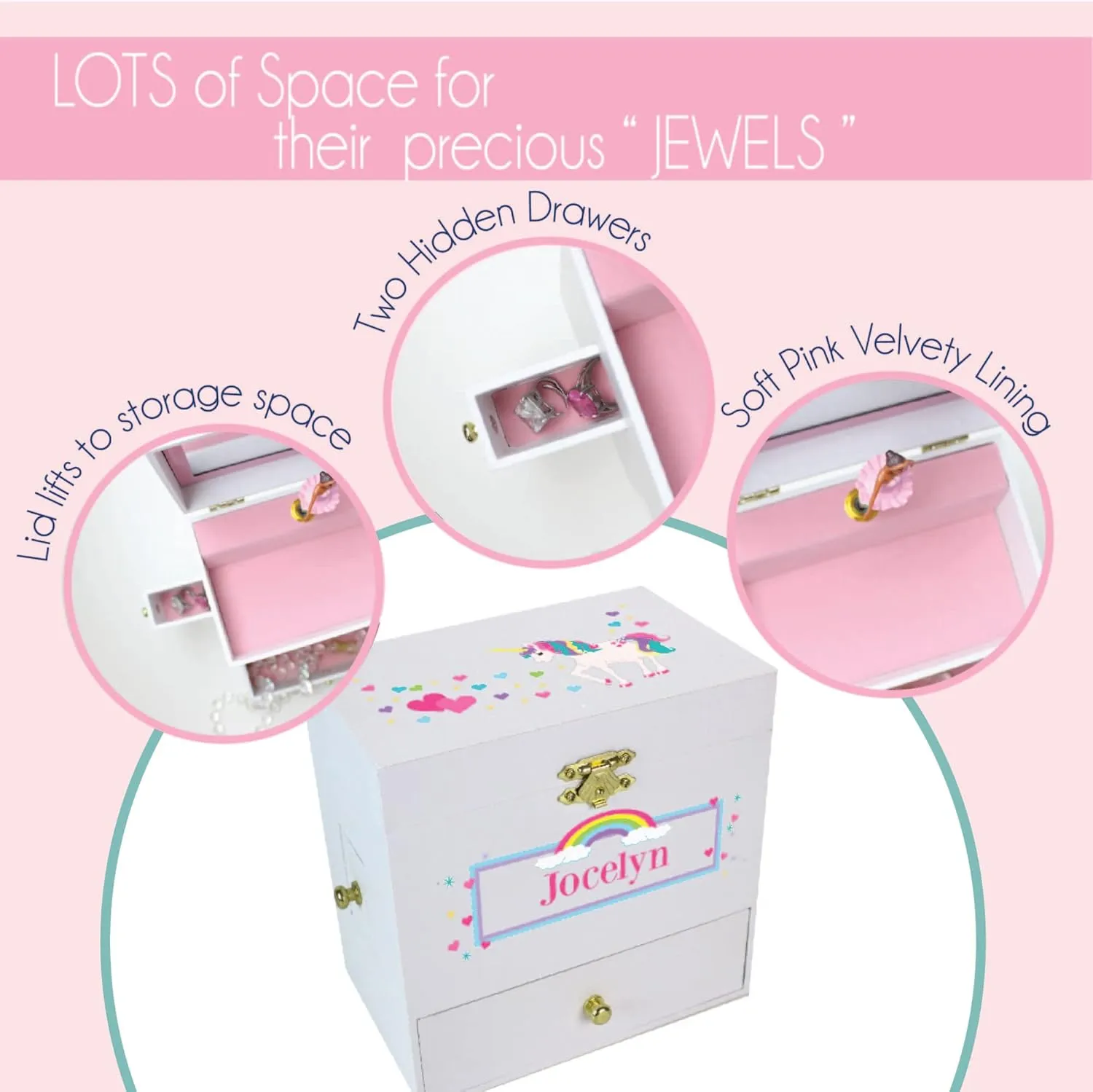 Personalized Lavender Flower Girl Musical Ballerina Jewelry Box plays "Swan Lake" with drawers