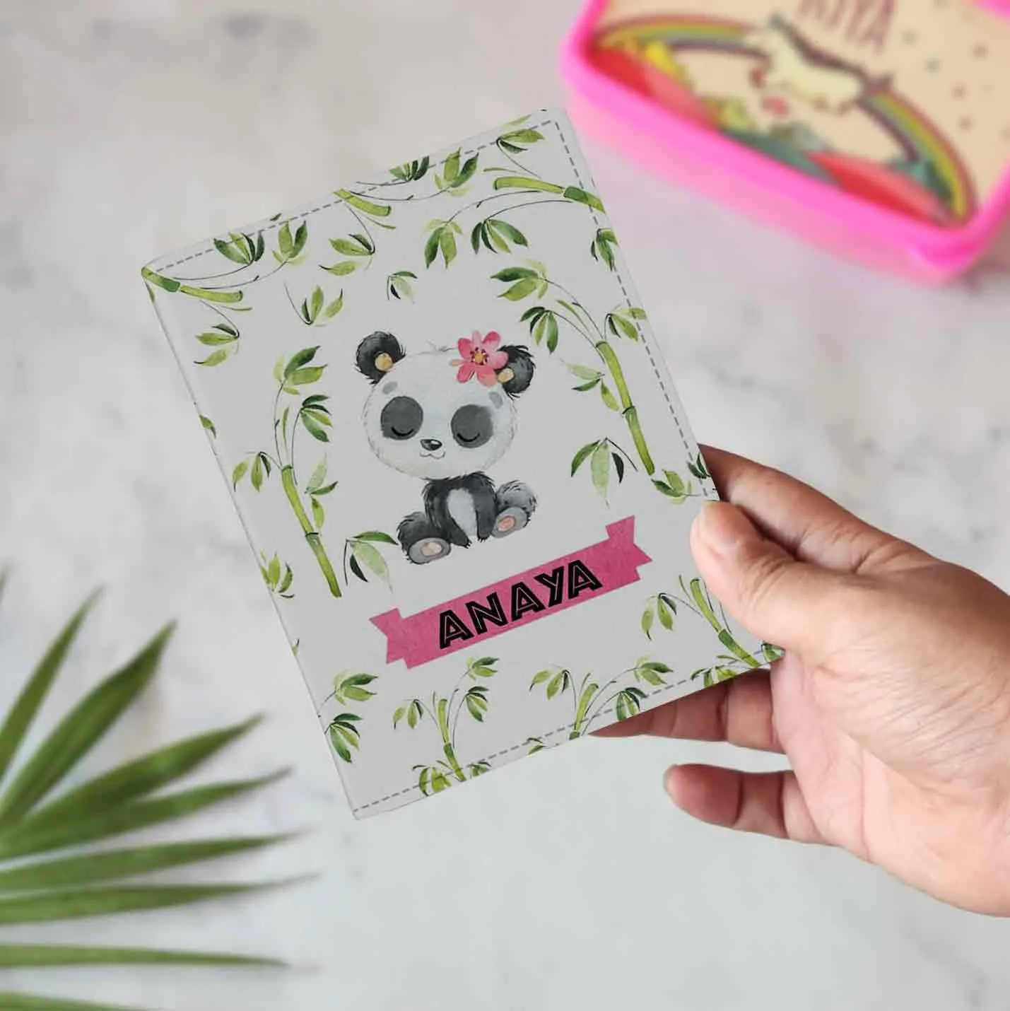 Personalized Passport Cover Holder Travel Case With Luggage Tag -  Cute Panda